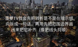 菠萝TV我会先把转折是不是在暗示倾向拆成一句话，再用先把范围边界画出来把它补齐（像把线头捋顺）